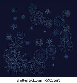 Snowflakes Confetti. Falling Snow Christmas, New Year Celebration Design. Festive Border Holiday Decoration, Rich Snowflakes Confetti. Vector Winter Banner. Luxury Vintage Retro Snowfall Background.