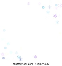 Snowflakes confetti, falling snow vector background. Christmas, New Year, Winter holidays party celebration. Cold ice frame, winter storm, sparkling trail. Funky snowfall falling snowflakes confetti