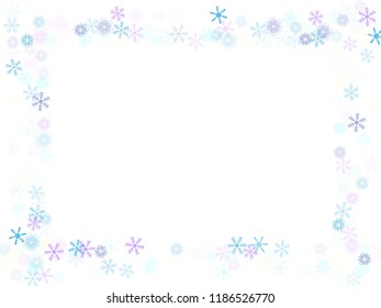 Snowflakes confetti, falling snow vector background. Christmas, New Year, Winter holidays party celebration. Retro frame, winter storm, sparkling trail. Funky snowfall falling snowflakes confetti