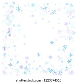 Snowflakes confetti, falling snow vector background. Christmas, New Year, Winter holidays party celebration. Cold weather, winter storm, scatter texture. Vintage snowfall falling snowflakes confetti