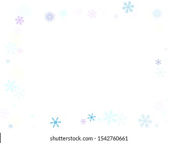 Snowflakes confetti, falling snow vector background. Winter holidays, Christmas, New Year party celebration. Cold ice frame, winter storm, sparkling trail. Hipster snowfall falling snowflakes confetti