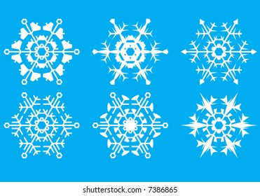 Snowflakes. The crystal form. Silhouette. A vector illustration.