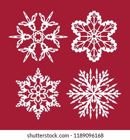 Snowflakes cutting templates collection.  Template for Christmas cards, plywood cutting, invitations or greeting cards. Decorative elements for Christmas party .
