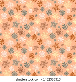 Snowflakes decorative seamless pattern for Christmas packaging, wallpaper vector illustration.