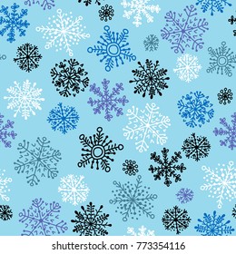 Snowflakes decorative seamless pattern for Christmas packaging, wallpaper vector illustration.