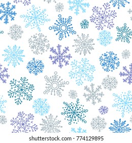 Snowflakes decorative seamless pattern for Christmas packaging, wallpaper vector illustration.