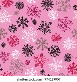 Snowflakes decorative seamless pattern for Christmas packaging, wallpaper vector illustration.