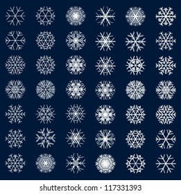 copos de nieve, decorado con copos de nieve, bonito conjunto de copos de nieve