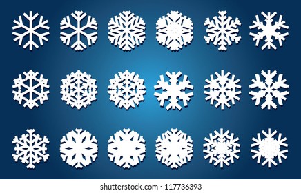 snowflakes, decorative snowflake set, beautiful snowflakes set