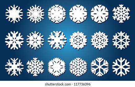 snowflakes, decorative snowflake set, beautiful snowflakes set