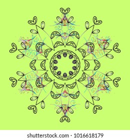Snowflakes design. Modern abstract design poster, cover, card design in green, gray and blue colors. Trendy stylized snowflakes and elements memphis cards. Retro style texture, winter elements.