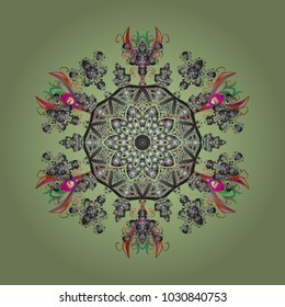 Snowflakes design. Retro style texture, pattern winter elements. Modern design poster, cover, card design in neutral, gray and orange colors. Trendy stylized snowflakes and elements memphis cards.