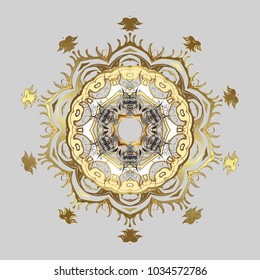 Snowflakes design. Retro style texture, pattern winter elements. Modern design poster, cover, card design in gray, brown and beige colors. Trendy stylized snowflakes and elements memphis cards.