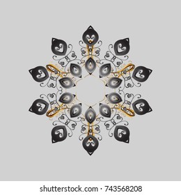 Snowflakes design. Retro style texture, pattern winter elements. Modern design poster, cover, card design in gray, brown and beige colors. Trendy stylized snowflakes and elements memphis cards.