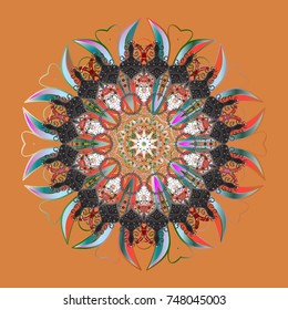 Snowflakes design. Retro style texture, pattern winter elements. Modern design poster, cover, card design in orange, gray and neutral colors. Trendy stylized snowflakes and elements memphis cards.