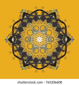 Snowflakes design. Retro style texture, pattern winter elements. Modern design poster, cover, card design in yellow, gray and blue colors. Trendy stylized snowflakes and elements memphis cards.