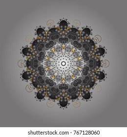 Snowflakes design. Retro style texture, abstract winter elements. Superb design poster, cover, card design in gray, brown and yellow colors. Trendy stylized snowflakes and elements memphis cards.