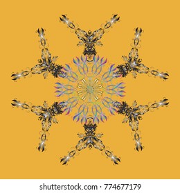 Snowflakes design. Retro style texture, pattern winter elements. Modern design poster, cover, card design in yellow, gray and neutral colors. Trendy stylized snowflakes and elements memphis cards.