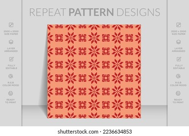 Snowflakes with different ornaments. Merry Christmas seamless pattern with geometric motifs. 
