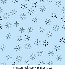 Snowflakes in different shapes and forms. Merry Christmas and New Year seamless vector pattern. Colorful background for Xmas.