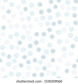 Snowflakes in different shapes and forms. Merry Christmas and New Year seamless vector pattern. Colorful background for Xmas.