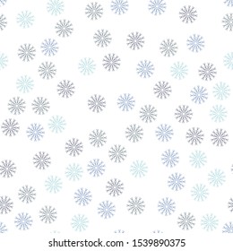 Snowflakes in different shapes and forms. Merry Christmas and New Year seamless vector pattern. Colorful background for Xmas.