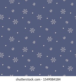 Snowflakes in doodle style. Winter snow seamless pattern