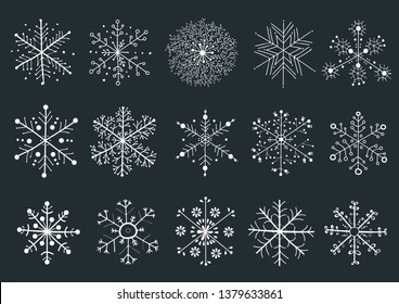 Snowflakes drawing collection - Vector