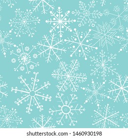 Snowflakes drawing, seamless  collection - Vector Pattern