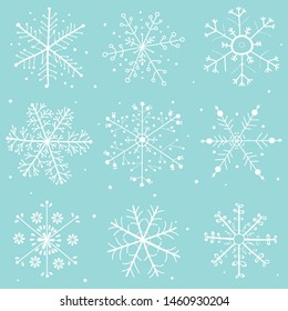 Snowflakes drawing, seamless  collection - Vector Pattern
