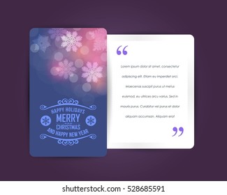 Snowflakes Elements and Text Section with Happy New Year Greeting Card Design, Merry Christmas Concept Celebration Messages and Postcard, Flyer, Poster Template or Vector Web Banner Illustration