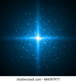 snowflakes explosion with light beam. blue version