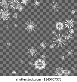 Snowflakes fall on the background. Winter vector background. The effect of decorating snowflakes. The winter vacation. Well suited for a Christmas card, banner or poster. EPS 10