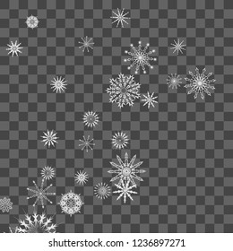 Snowflakes fall on the background. Winter vector background. The effect of decorating snowflakes. The winter vacation. Well suited for a Christmas card, banner or poster. EPS 10