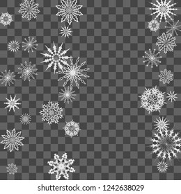 Snowflakes fall on the background. Winter vector background. The effect of decorating snowflakes. The winter vacation. Well suited for a Christmas card, banner or poster. EPS 10