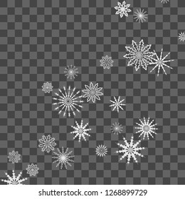 Snowflakes fall on the background. Winter vector background. The effect of decorating snowflakes. The winter vacation. Well suited for a Christmas card, banner or poster. EPS 10