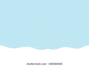 Snowflakes and fallen defocused snowflakes on blue winter background. Christmas background.

