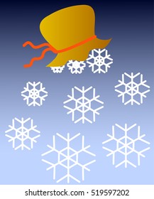 snowflakes falling from the bag, vector illustration