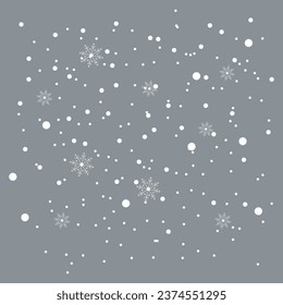 Snowflakes falling decoration isolated background. White snow flying on transparent