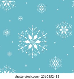 Snowflakes falling on a blue background. Snowflakes pattern for Christmas day, the festival of celebration and happiness.