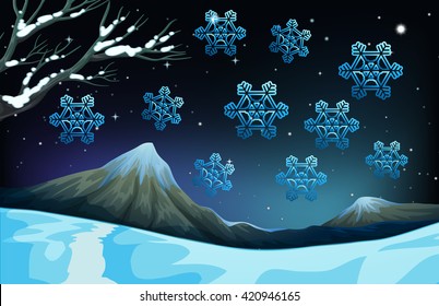 Copos de nieve cayendo en la ilustración del suelo