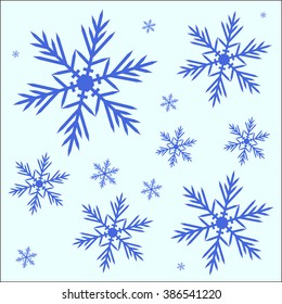 Snowflakes are falling in the snow