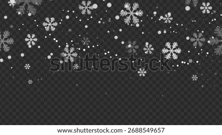 Snowflakes falling snow overlay transparent background graphic element. Winter snow, snowflake, png white cold winter ice snow fall.