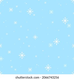 Snowflakes, falling snow vector seamless pattern background for winter design.