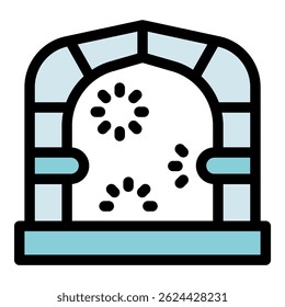 Snowflakes falling through the arched entrance of an igloo, creating a magical winter scene