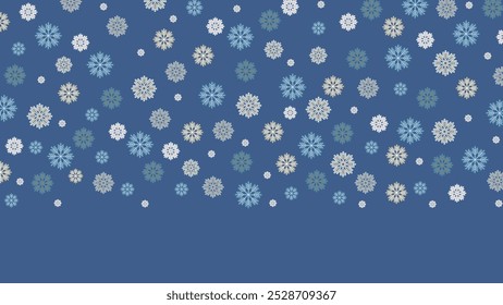 Snowflakes falling Winter Vector Illustration Background.  Copy Space in Bottom