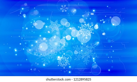 Schneeflocken und festliche Lichter - Vektorhintergrund mit schönen Schneeflocken, die im Farbraum glänzen und schimmern