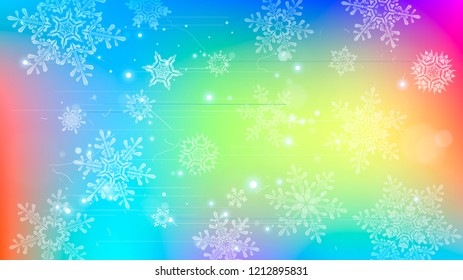 Snowflakes and festive lights - vector background with beautiful snowflakes that merrily shine and shimmer in color space