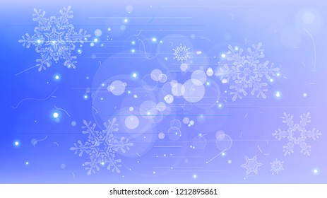 Snowflakes and festive lights - vector background with beautiful snowflakes that merrily shine and shimmer in color space