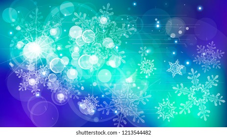 Snowflakes and festive lights - vector background with beautiful snowflakes that merrily shine and shimmer in color space